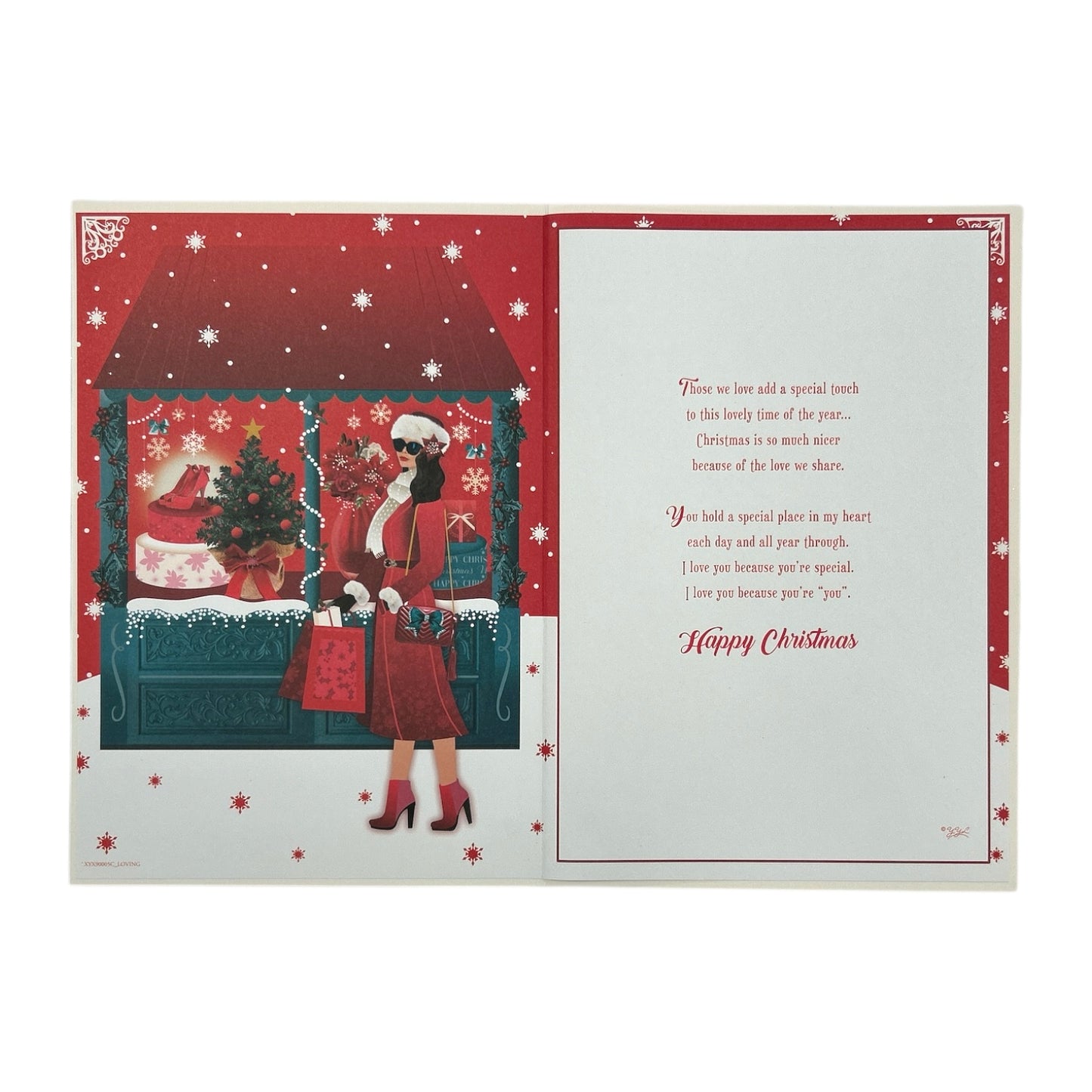 For a Special Wife Beautiful Lady With Bags Design Christmas Card
