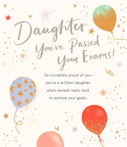 Balloons Design Daughter Pass Exams Congratulations Card