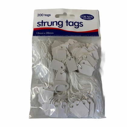 Pack of 200 Strung Tags 13 x 20mm