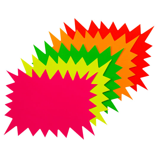 Pack of 200 Assorted Coloured Neon Fluorescent Flashes 200 x 150mm