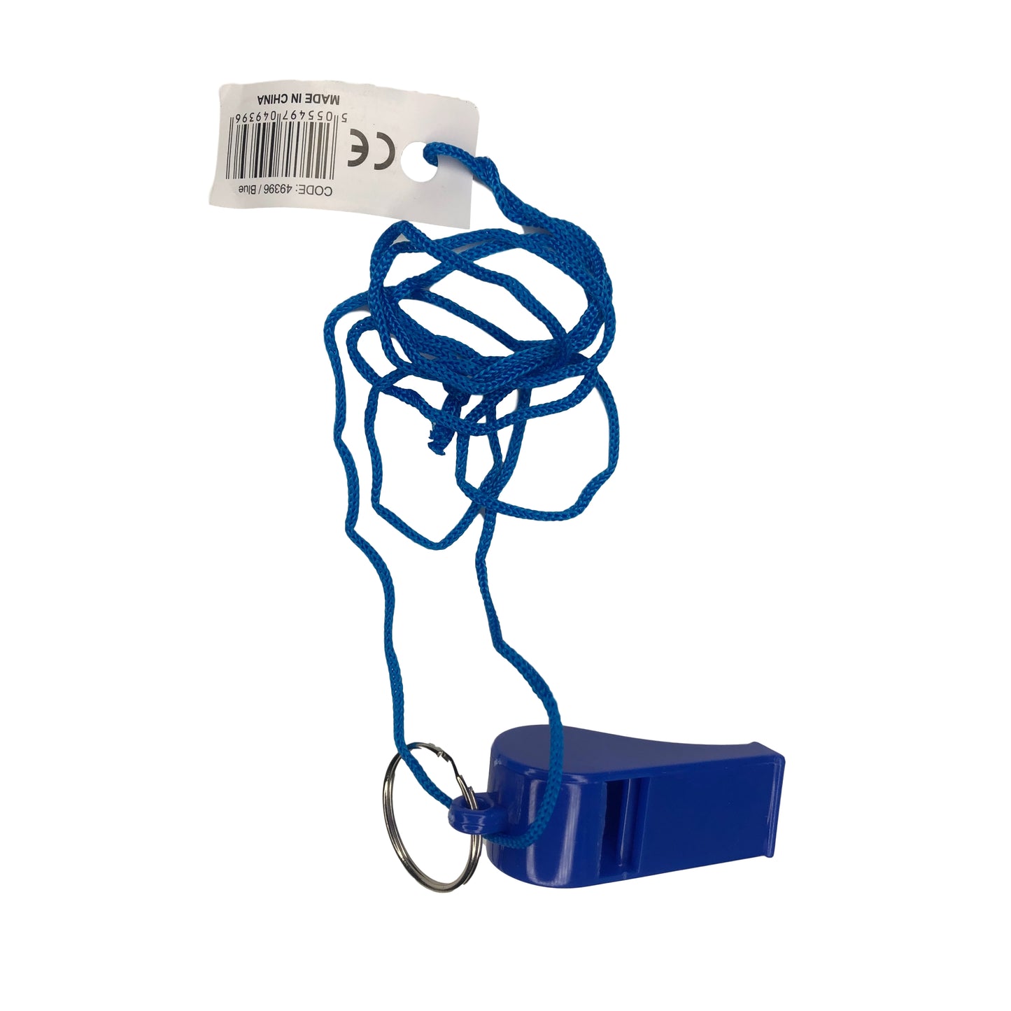 Pack of 50 Blue Plastic Whistles with Lanyard Neck Cord