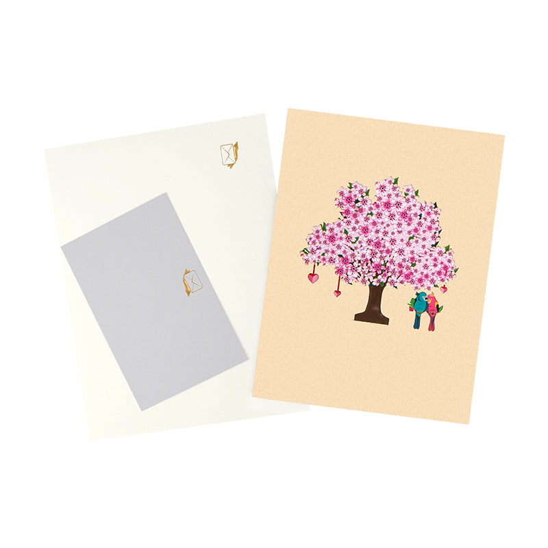 Lovebirds in Romantic Tree Scene Pop Up Card