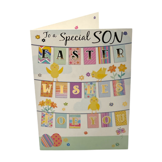 For Son Vibrant Patterns Bunting Design Easter Card