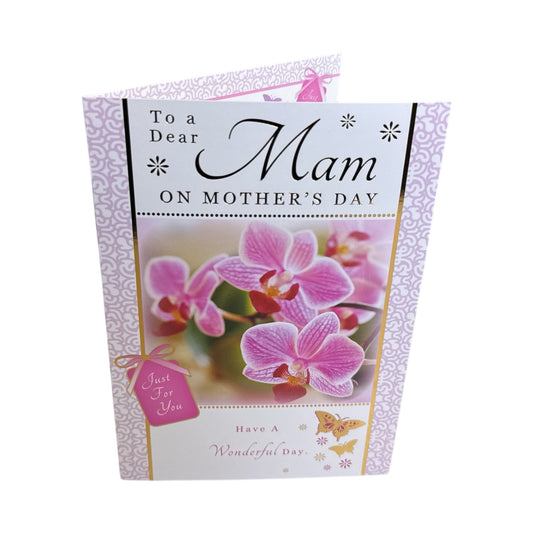 To a Dear Mam Pink Orchid Flowers Design Mother's Day Card