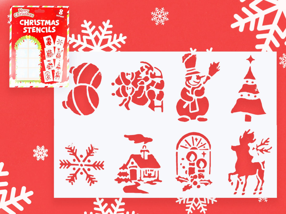 3 Packs of 8 Christmas Stencils - Holiday Decorating Scrapbooking DIY Window Display Art