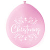 Pack of 10 Pink & White Christening 9" Latex Balloons