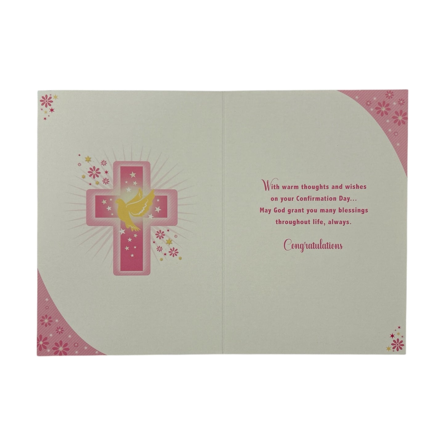 For Daughter Dove And Cross Pink Design Confirmation Religious Greeting Card