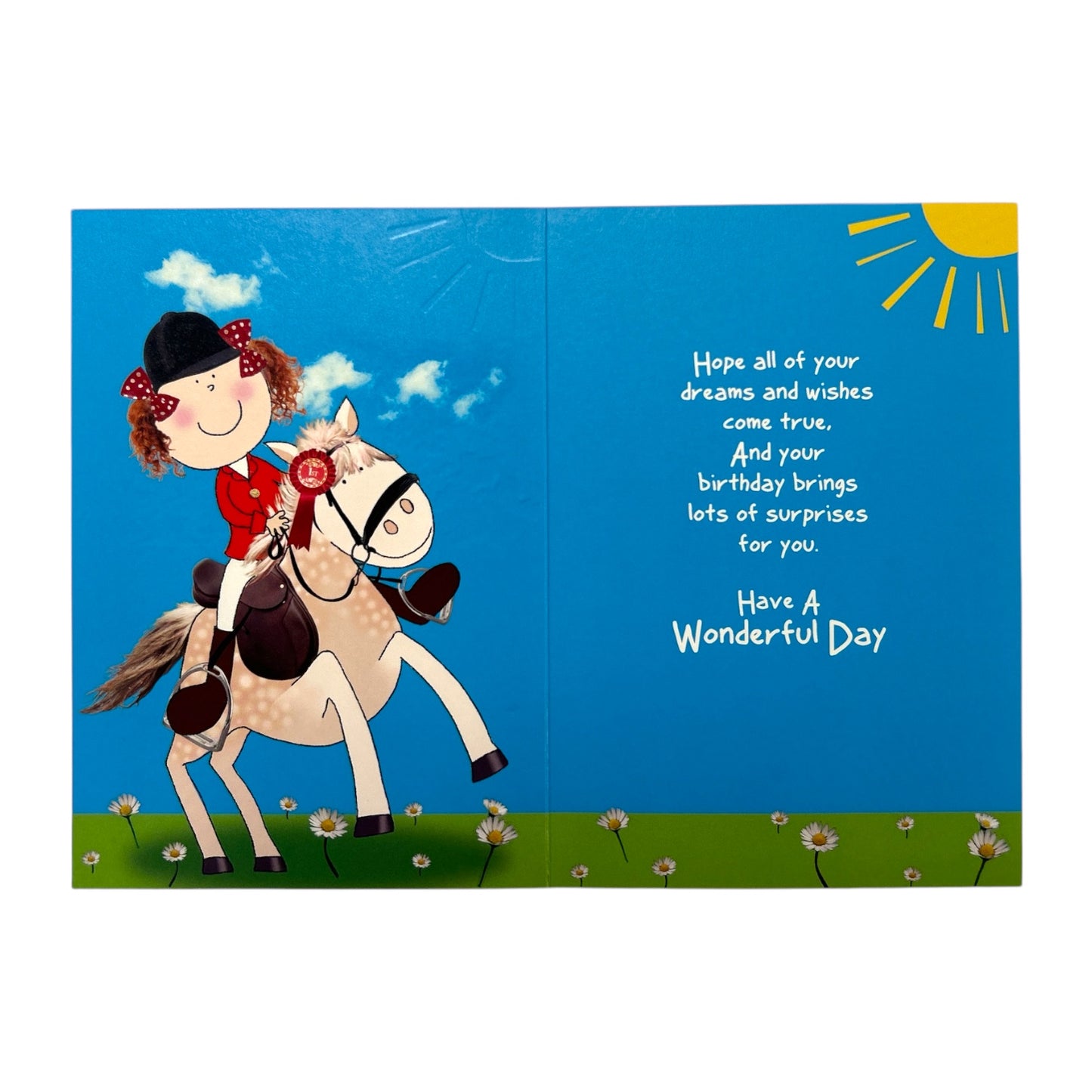 Age 8 Juvenile Girl Riding a Horse Birthday Card
