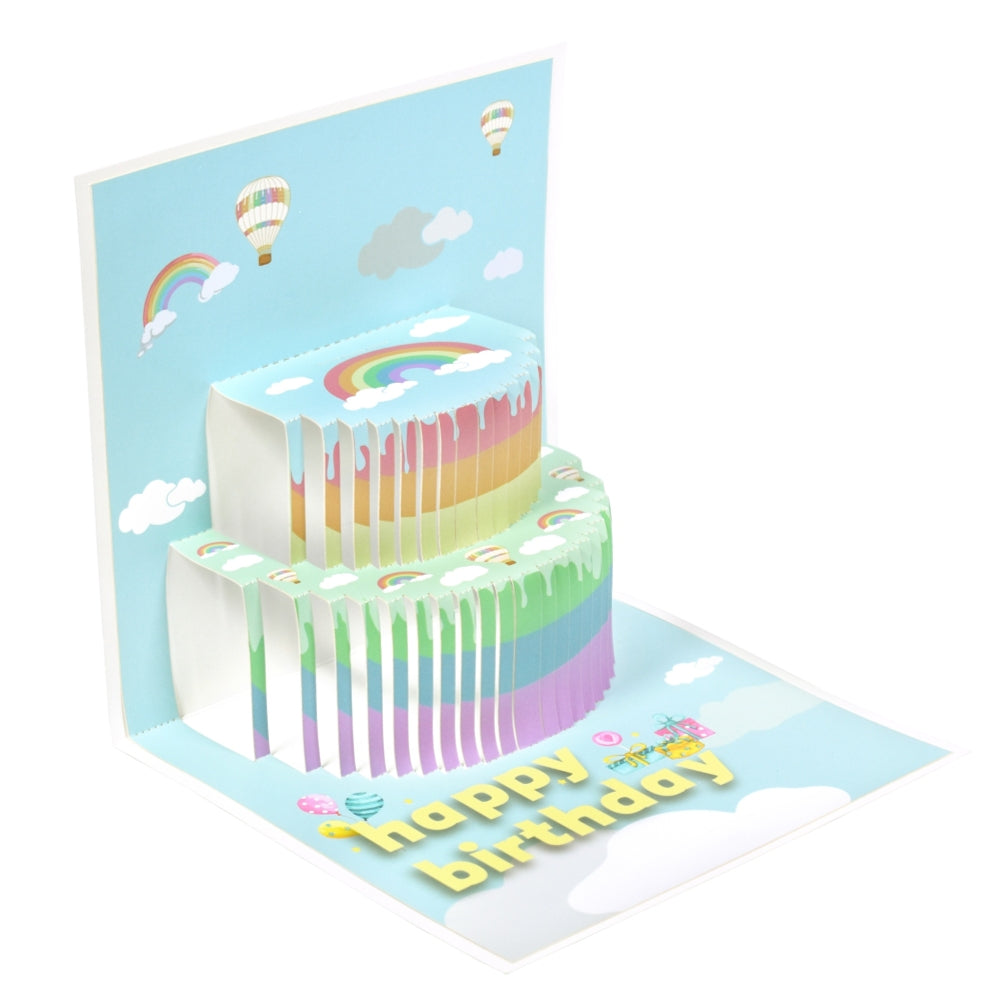 Rainbow Cake 3D Pop Up Birthday Card with Personalized Age Numbers
