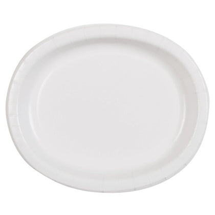 Pack of 8 White Solid Oval Plates