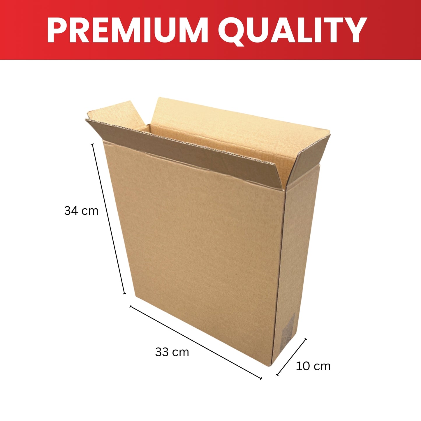 Pack of 10 Cardboard Packing Boxes 33x10x34cm — 3mm Corrugated Flute