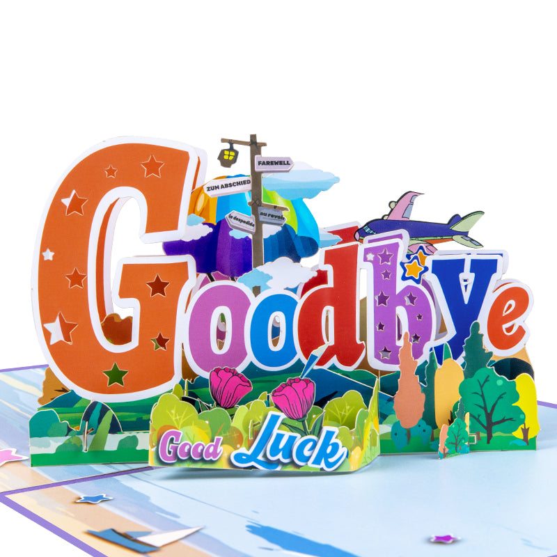 A Vibrant Goodbye & Good Luck 3D Pop Up Happy Farewell Card
