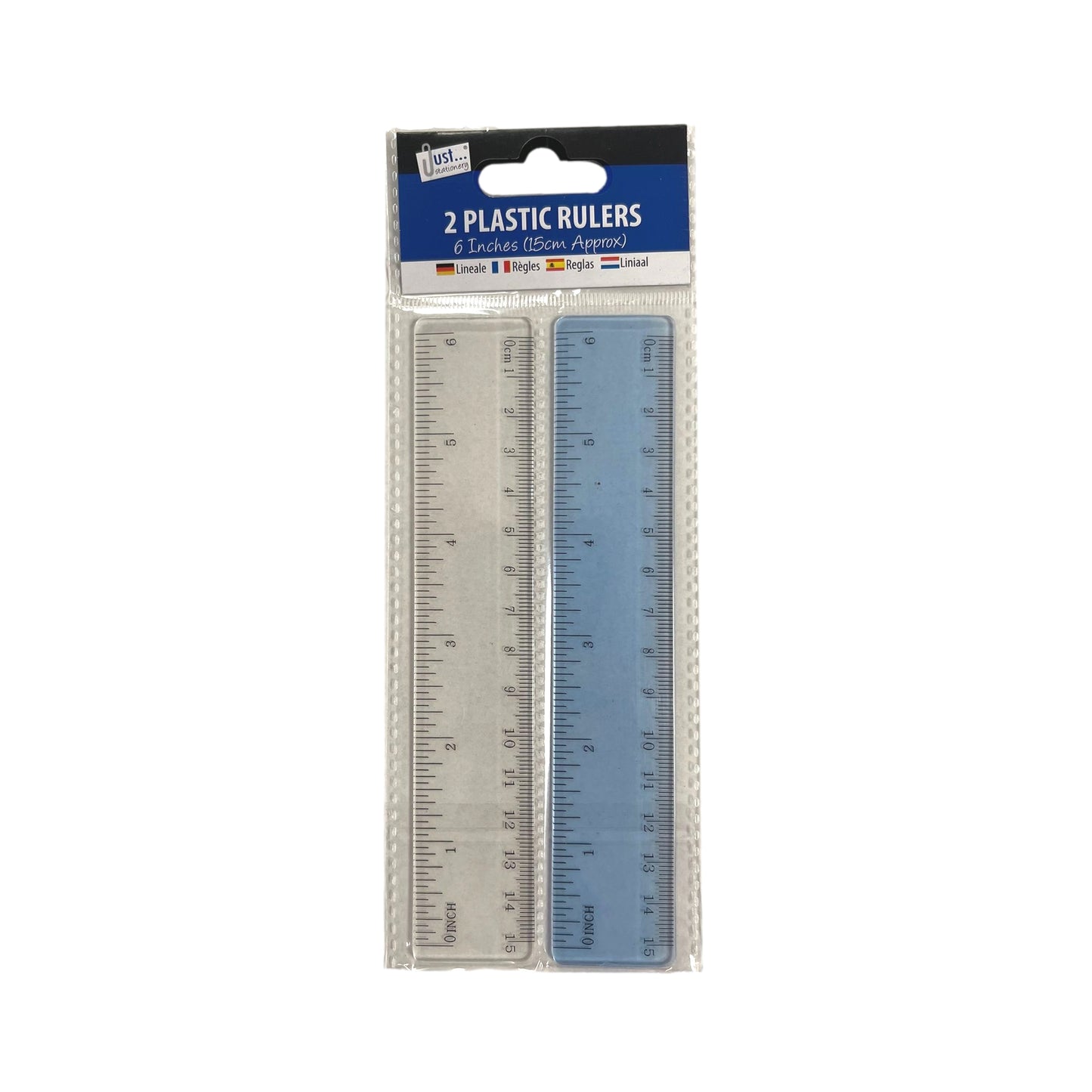 Pack of 2 6" Plastic Rulers Assorted Colours