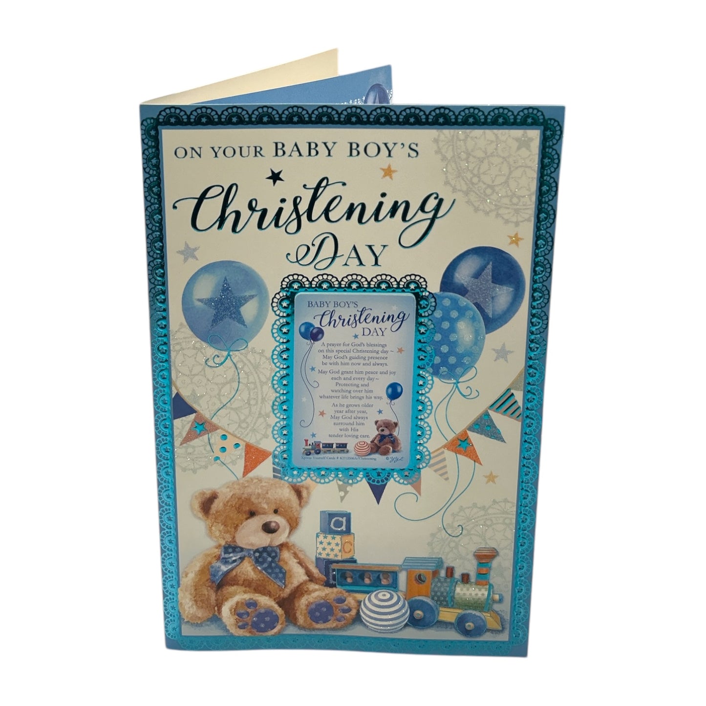 On Your Baby Boy's Christening Day Keepsake Treasures Greeting Card