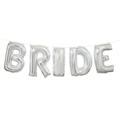 Silver Bride Foil Letter Balloon Banner Kit, 14