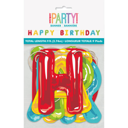 2 Pieces 9ft Happy Balloon Birthday Paper Letter Banner