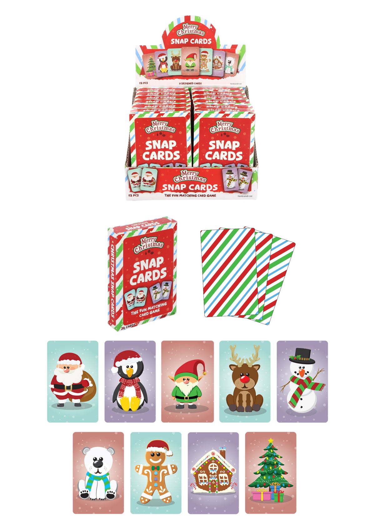 Pack of 12 Christmas Snap Card Games (9cm x 6cm) - Memory Pair Game Xmas Stocking Filler Eve Box