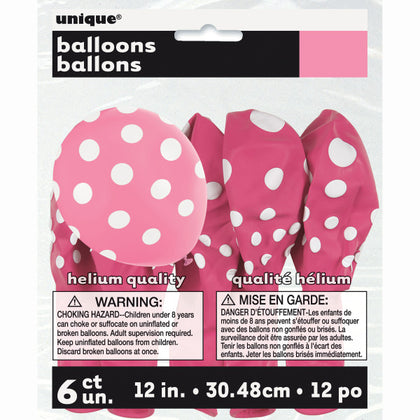 Pack of 6 Hot Pink Dots 12