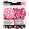 Pack of 6 Hot Pink Dots 12" Latex Balloons