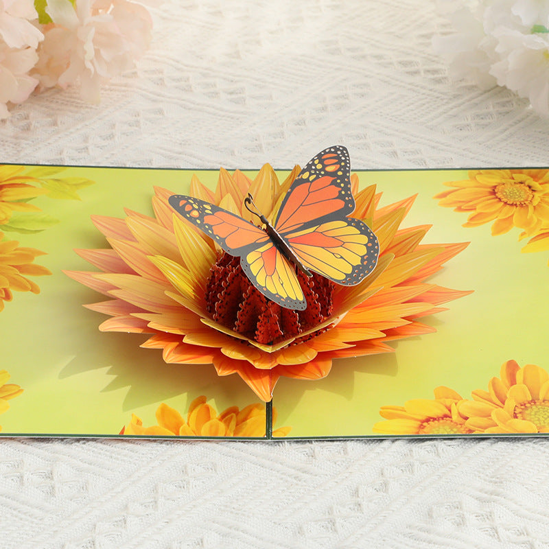 Sunflower Butterfly 3D Pop Up Greeting Card
