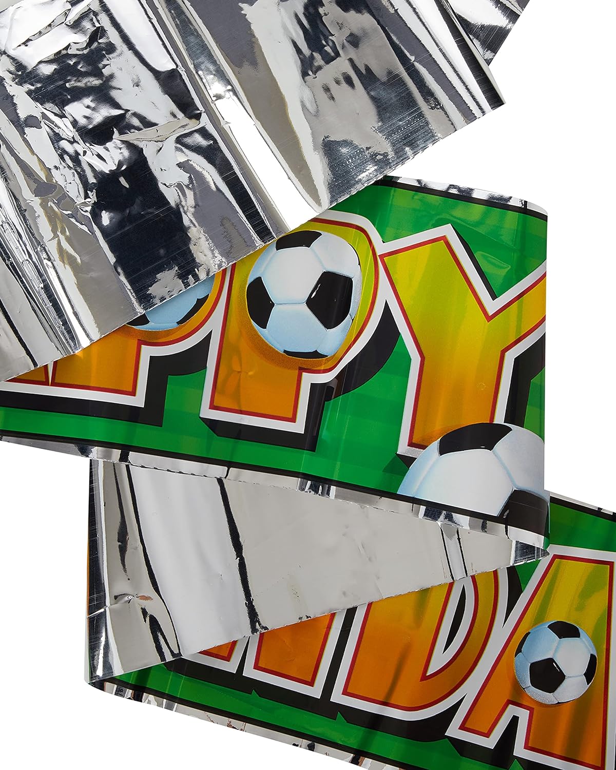 12ft Long Fold Foil 3D Soccer Happy Birthday Banner
