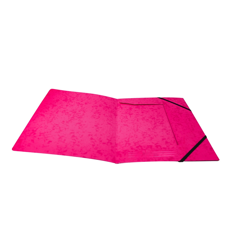 Pack of 12 A4 Pink Card 3 Flap Folders With Elastic Closure