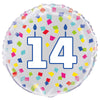 Rainbow Confetti Birthday Number 14 Round Foil Balloon 18"