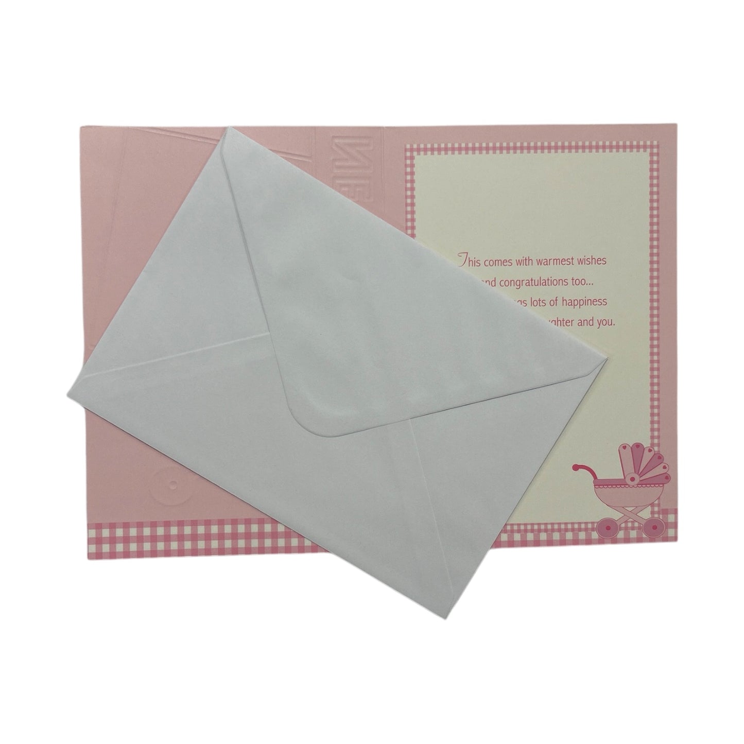 On Birth Of Granddaughter Pink & White Checkered Congratulations Card