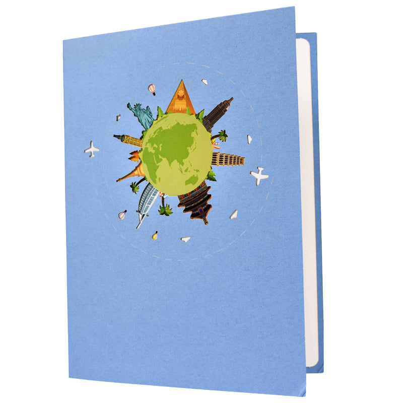 Iconic Monuments World Travel Landmarks 3D Pop Up Greeting Card