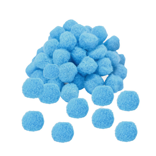 Pack of 50 Light Blue Pom Poms 1.5cm – Soft Fluffy Craft Balls