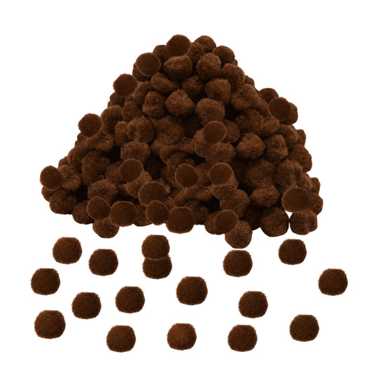 Pack of 250 Brown Pom Poms 1.5cm – Soft Fluffy Craft Balls