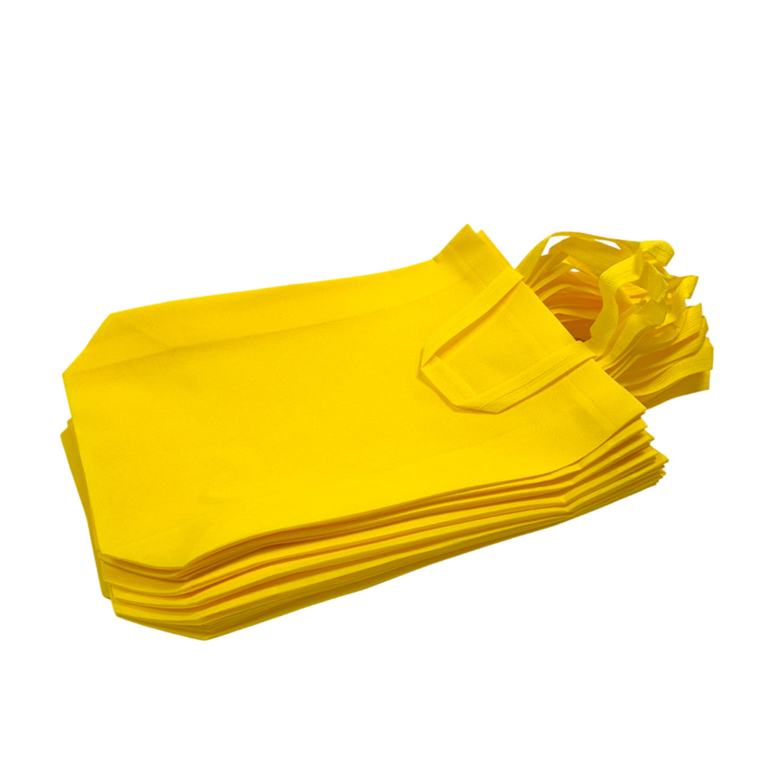 Pack of 25 Yellow Coloured 30x38x10cm Non-Woven Bags with Handle