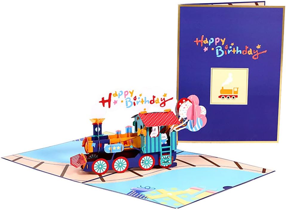 Train Full of Wishes 3D Pop Up Birthday Card