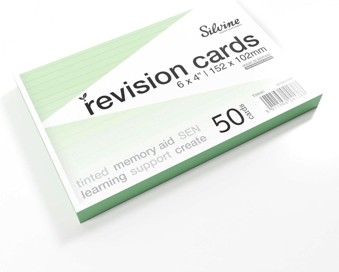 Pack of 50 6x4" SEN Green Lined Dyslexia Record Cards