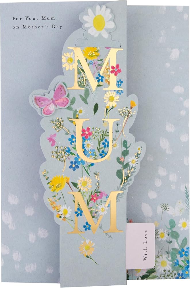 Florals Butterfly With Keepsake Bookmark Mum Mother's Day Card