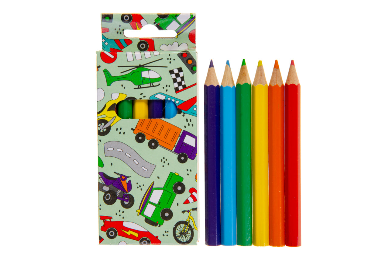 12 Pack of 6 Pieces Vehicles Colored Pencils 9cm