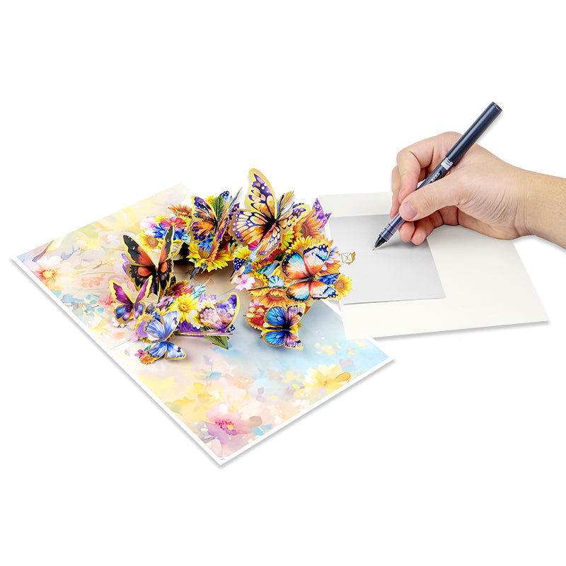 Wings of Sunshine Floral Butterfly 3D Pop Up Greeting Card