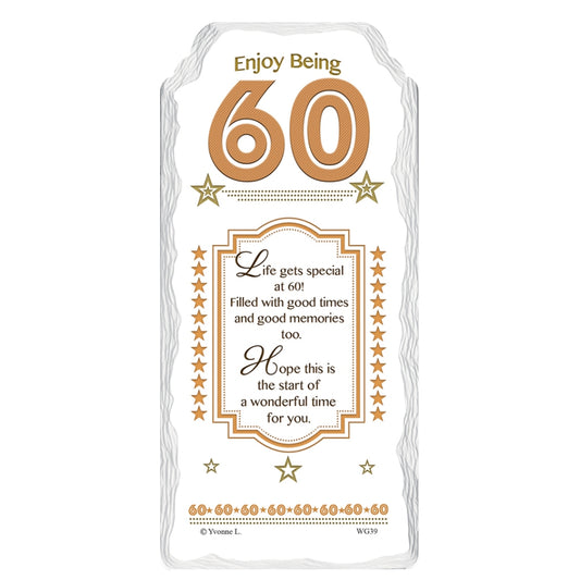 Enjoy Being 60 Sentimental Handcrafted Ceramic Plaque