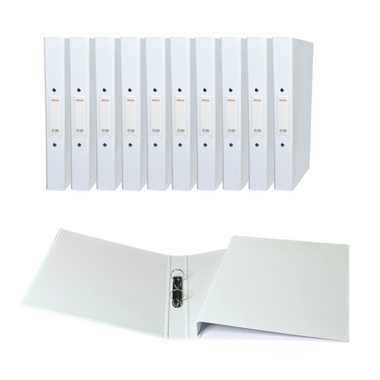 Pack of 10 A4 White Paper Over Board Ring Binders by Janrax