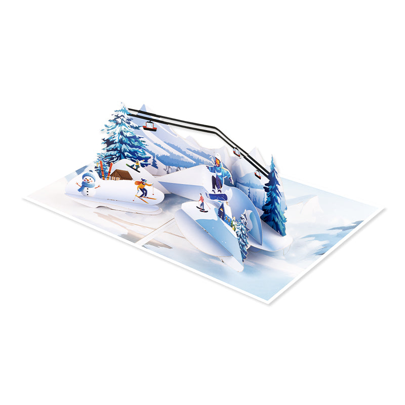 Frozen Fun Ski & Snowboard 3D Pop Up Greeting Card - Holiday Sport Christmas Birthday 