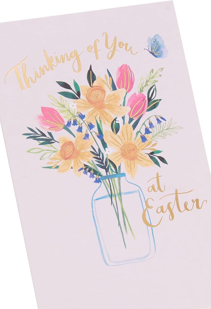 Vase Of Flowers Thinking of You Easter Card