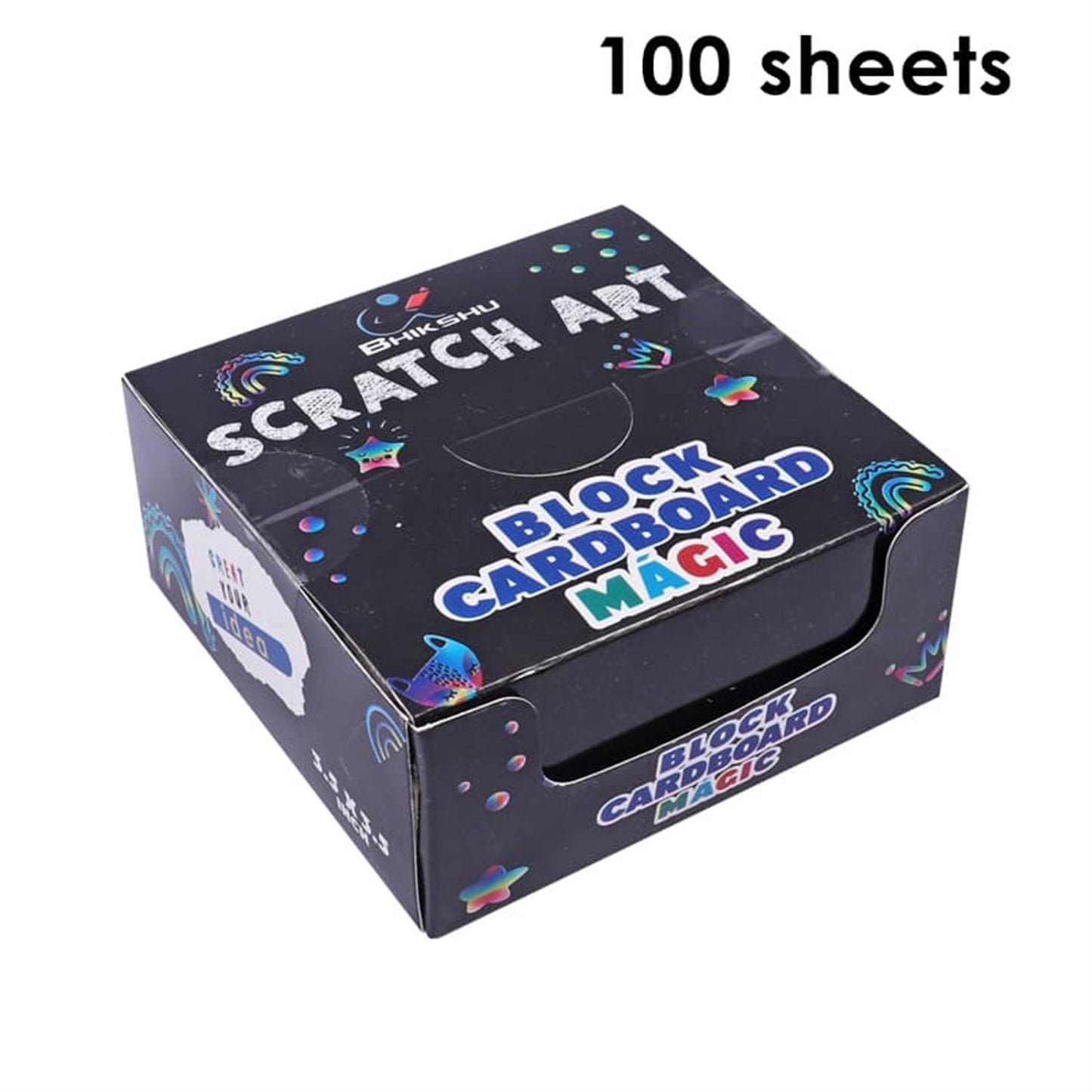 Pack of 100 Sheets Creative Scratch Painting Art Paper For Kids 9 x 9cm