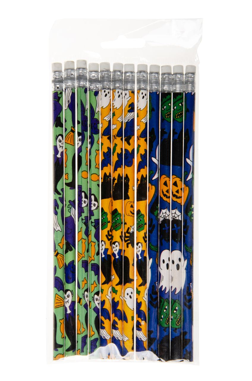 Pack of 12 Halloween Pencils with Eraser