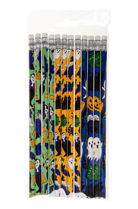 Pack of 12 Halloween Pencils with Eraser