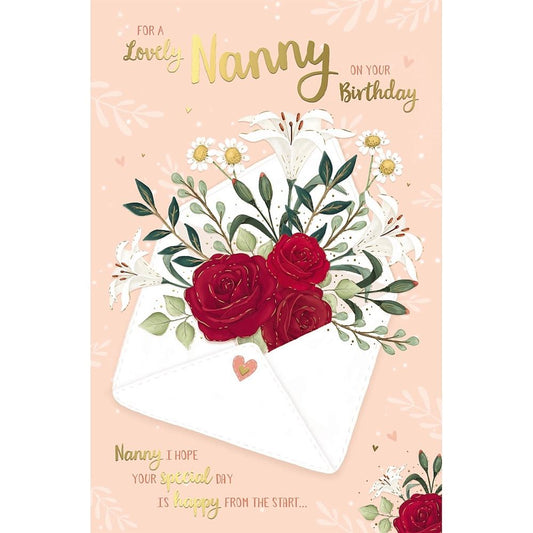 Red Roses Nanny Birthday Card
