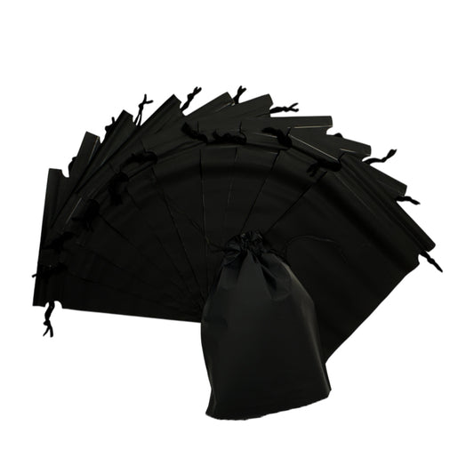 Pack of 100 Black Coloured 21x29cm PEVA Frosted Drawstring Bags