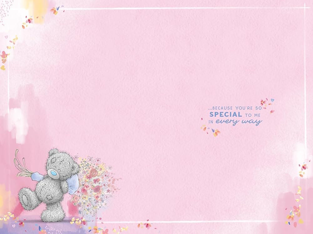Bear And Bouquet Of Flowers Beautiful Girlfriend Birthday Card