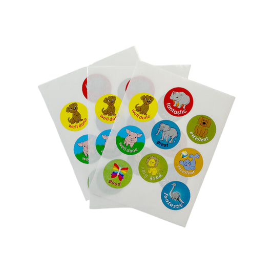Pack of 324 Motivational Animals 24mm Round Self-Adhesive Labels