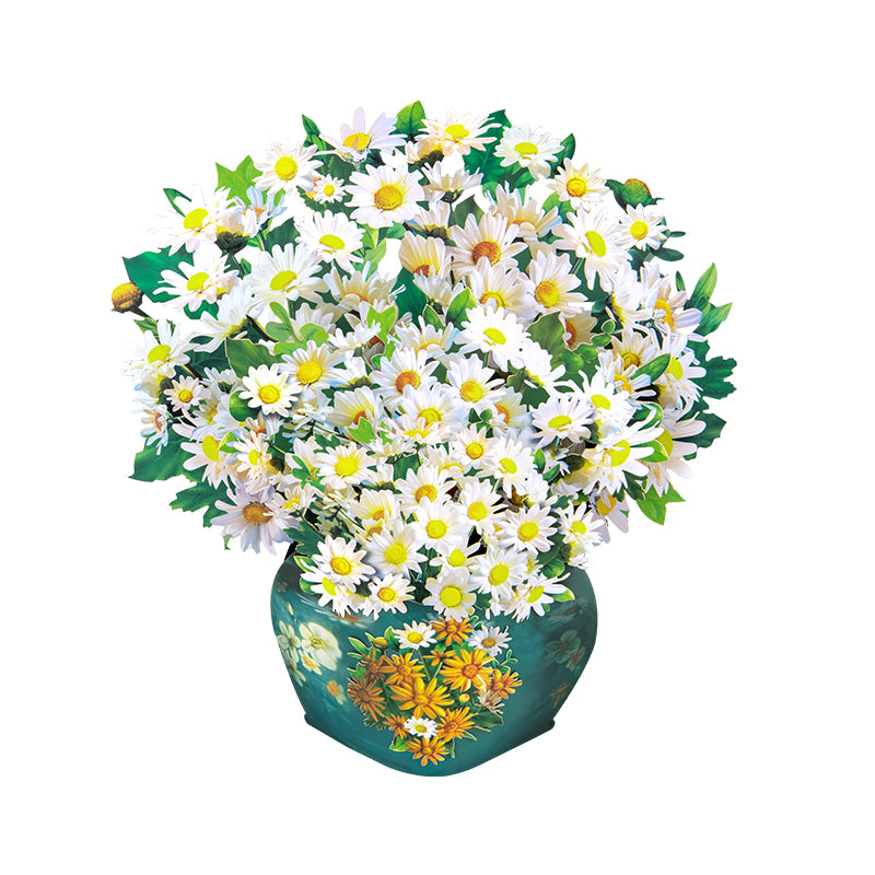 Golden Bloom White Daisy 3D Pop Up Vase Greeting Card
