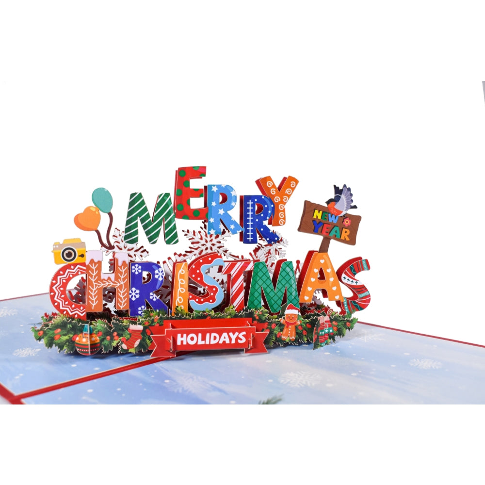 Festive Cheer 3D Pop-Up “MERRY CHRISTMAS” Card